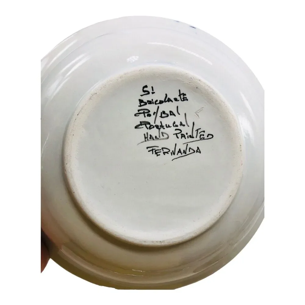 2‎ Bricolarte Portugal Ceramic Hand Painted Pasta Bowls Serving Signed Fernanda